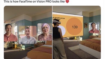 Pemandangan yang dilihat ketika memakai Vision Pro terlihat sangat futuristik. Foto: Twitter