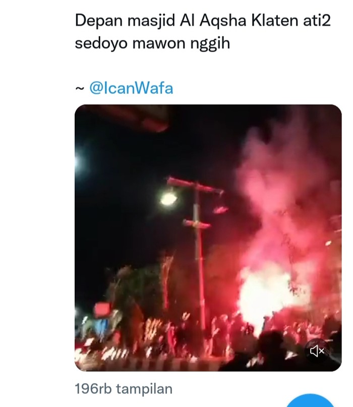 Penampakan rusuh di Masjid Al Aqsa Klaten, Senin (5/6/2023) malam.