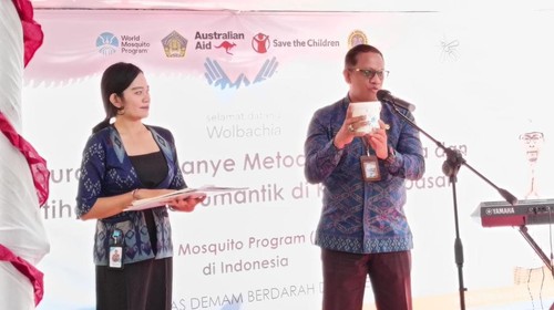 Sosialisasi kampanye metode wolbachia di Gedung Graha Nawasena, Jalan Kamboja Nomor  4, Denpasar, Bali, Selasa (6/6/2023). Pemkot Denpasar akan melepas ribuan nyamuk wolbachia di 24 desa.