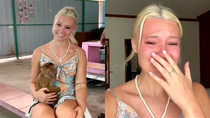 Viral bule influencer Australia Rory Eliza nangis kejer ketika melihat topeng monyet untuk pertama kalinya di Thailand. Videonya langsung viral di TikTok.
