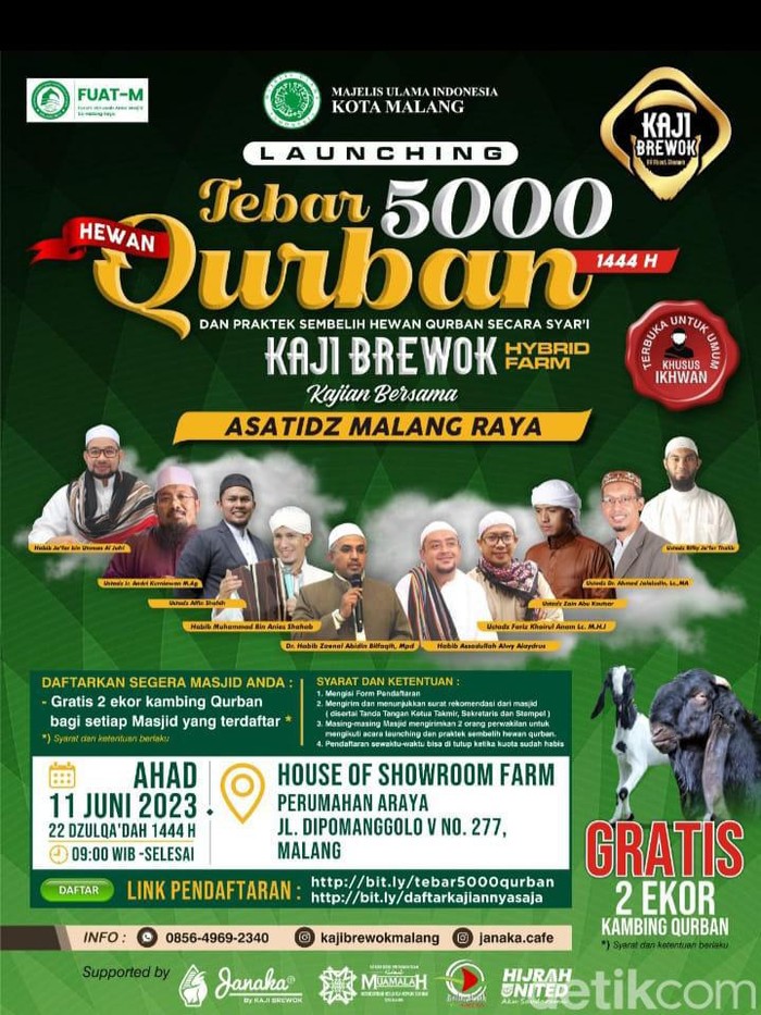 Flyer pembagian 5 ribu hewan kurban gratis di Kota Malang