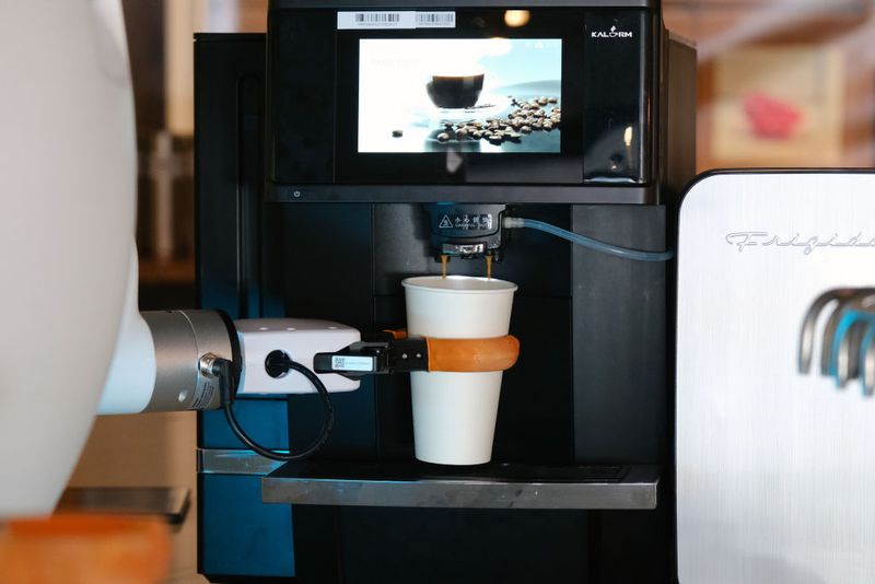 NEW YORK, NEW YORK - MAY 31: A two-armed robot called 