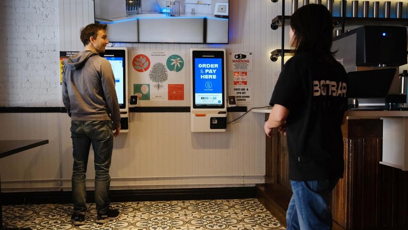 NEW YORK, NEW YORK - MAY 31: A two-armed robot called 