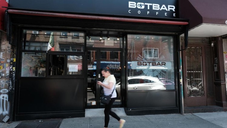 NEW YORK, NEW YORK - MAY 31: A two-armed robot called 