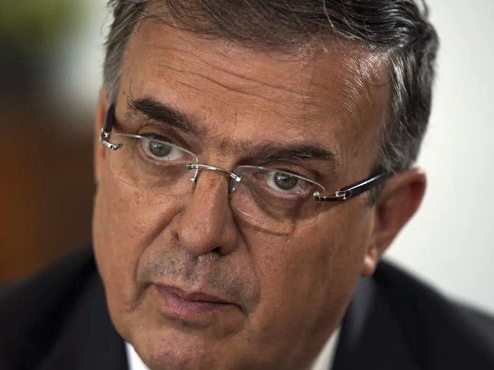 FILE - Mexican Foreign Minter Marcelo Ebrard listens to a question during an interview at his office in Mexico City, Monday, April 3, 2023. Ebrard announced on Tuesday, June 6, 20023 that he intends to resign as Foreign Minister as he tests the waters to run for President of Mexico in 2024. (AP Photo/Fernando Llano, File)