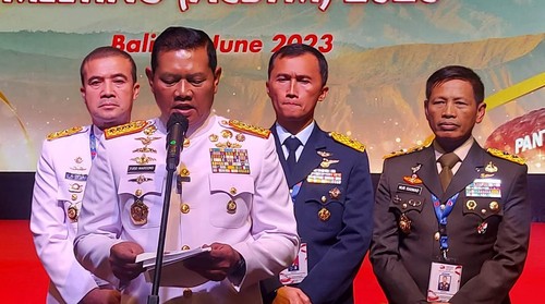 Panglima TNI Laksamana TNI Yudo Margono seusai sidang ASEAN Chiefs Of Defence Forces Meeting (ACDFM) Ke-20 Tahun 2023, di Hotel Apurva Kempinski, Nusa Dua, Bali, Rabu (7/6/2022).