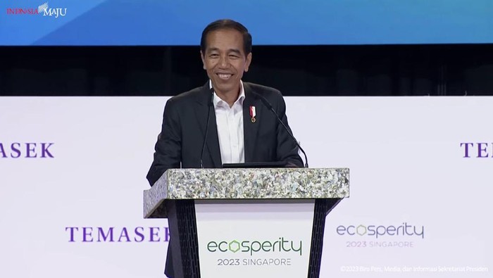 Presiden Joko Widodo (Jokowi) menjadi pembicara di Ecosperity Week di Singapura. (Tangkapan layar YouTube Setpres)