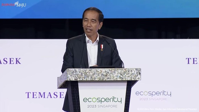 Presiden Joko Widodo (Jokowi) menjadi pembicara di Ecosperity Week di Singapura. (Tangkapan layar YouTube Setpres)