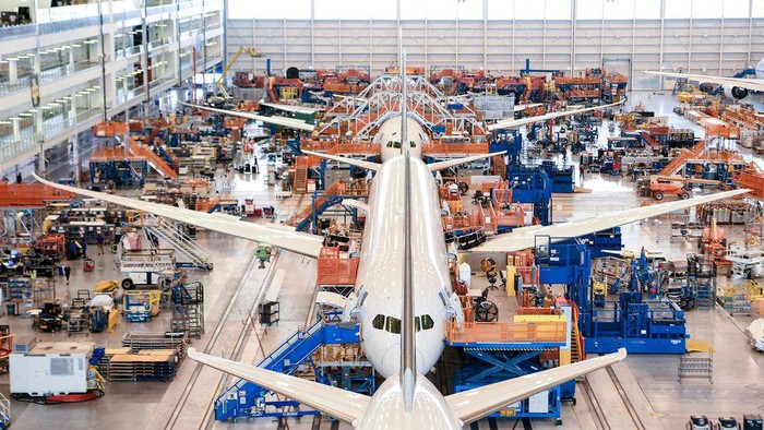 Boeing employees assemble 787s inside their main assembly building on their campus in North Charleston, South Carolina, U.S., May 30, 2023. Gavin McIntyre/Pool via REUTERS