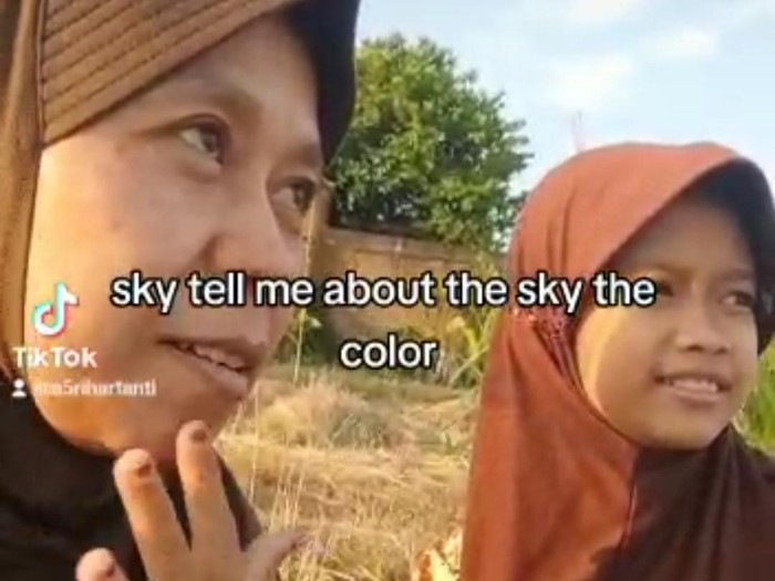 Tangkapan layar konten video viral di TikTok, emak-emak asal Kabupaten Wonogiri, Jawa Tengah, yang fasih berbahasa Inggris.