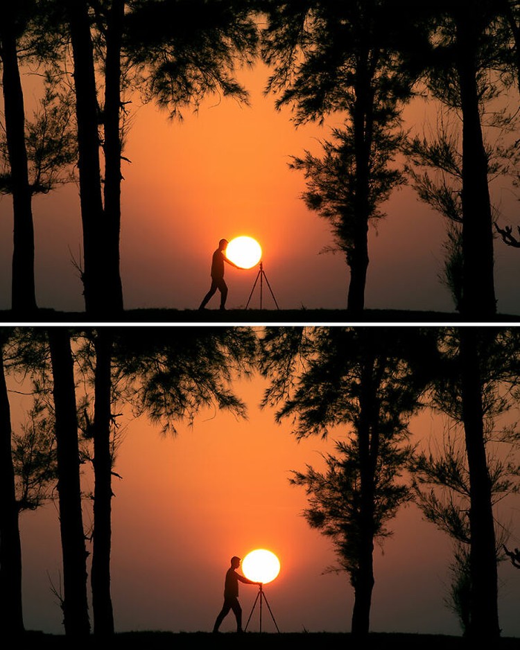Foto siluet Matahari terbenam