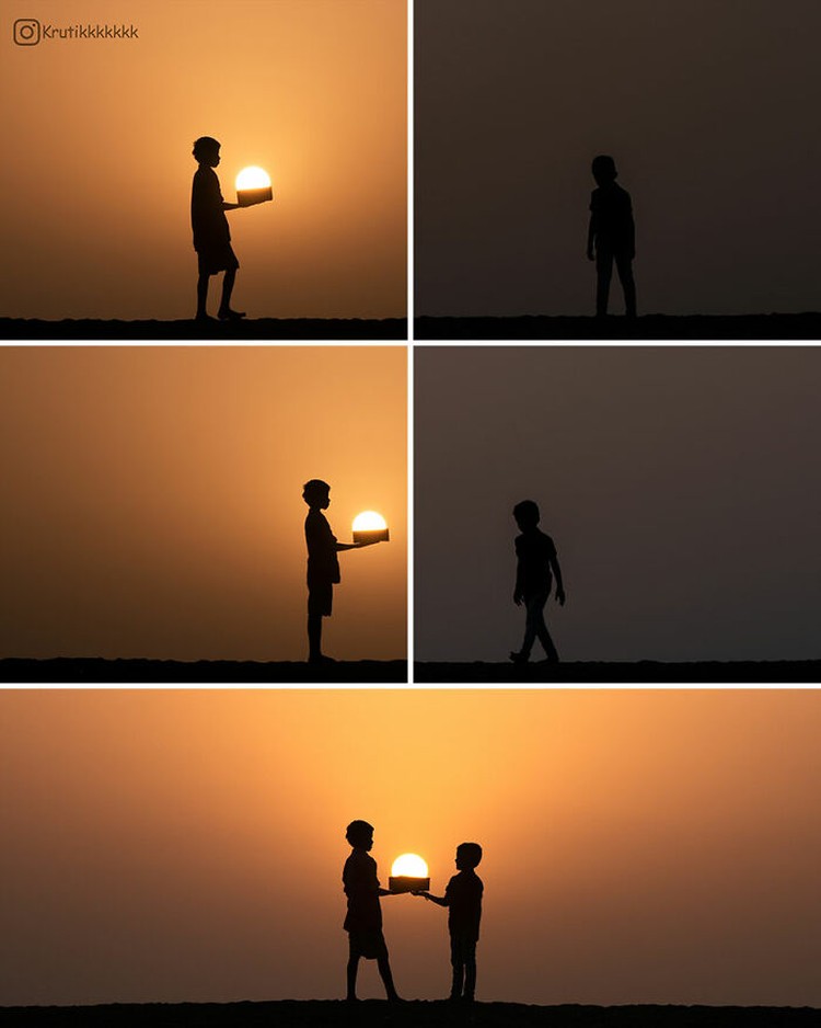 Foto siluet Matahari terbenam