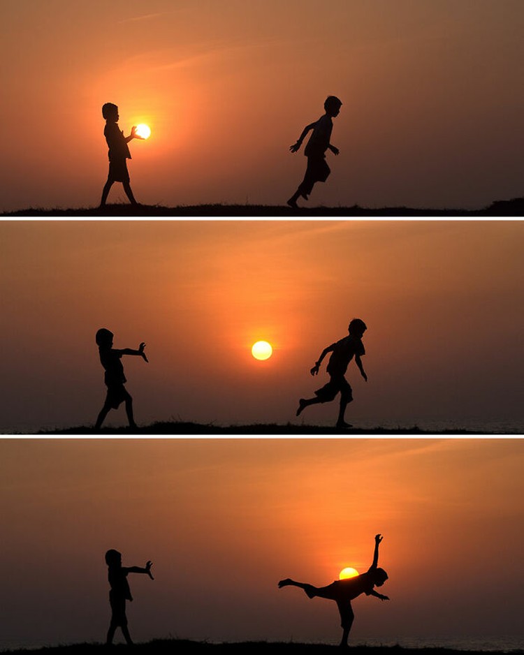 Foto siluet Matahari terbenam