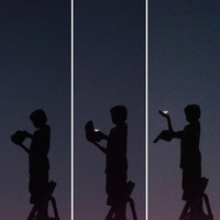 Foto siluet Matahari terbenam