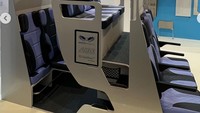 Seorang desainer industri bernama Alejandro Nunez mengeluarkan desain inovatis untuk bangku pesawat ekonomi dengan konsep double decker  (Alejandro Nunez/Instagram)