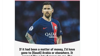 Messi meyakinkan keputusannya gabung dengan Inter Miami bukan soal uang. Jika soal uang, aku akan pergi ke Arab Saudi atau lainnya, cetusnya. Foto: Twitter