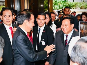 Ekspresi Prabowo Usai Bertemu Jokowi di Istana