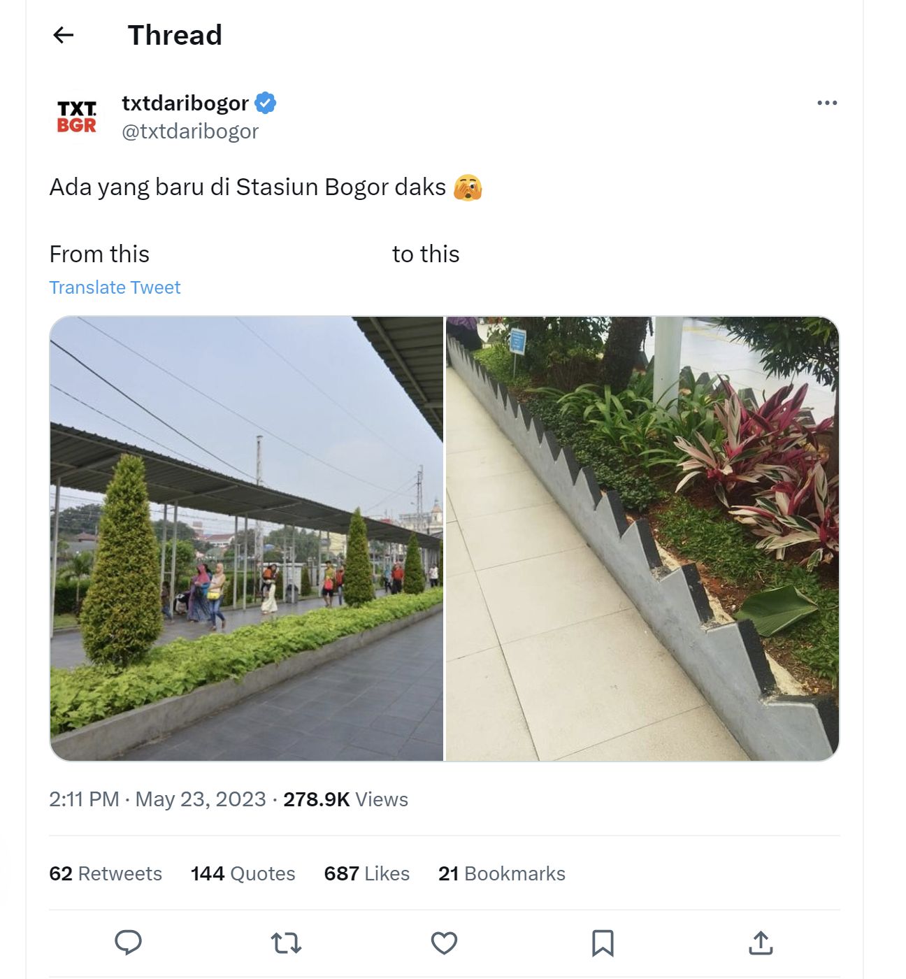 Viral foto pembatas taman Stasiun Bogor