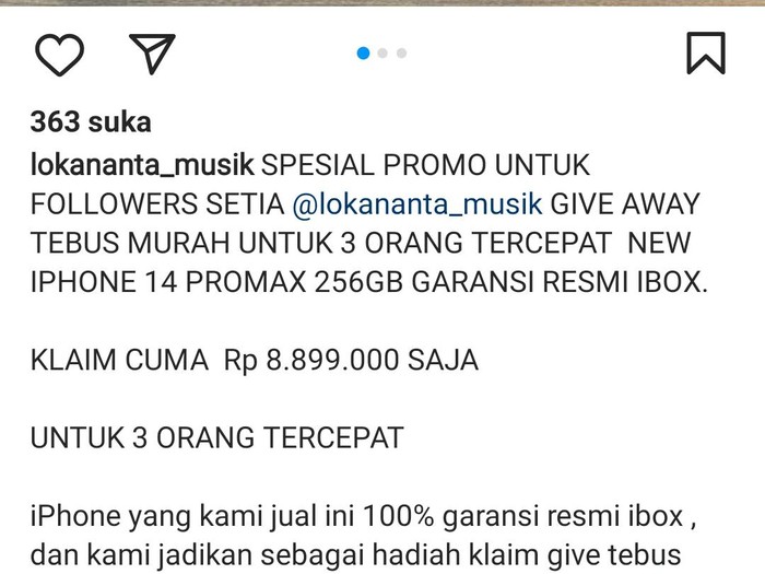 Akun IG Lokananta Solo dihack. Foto diunggah Jumat (9/6/2023).