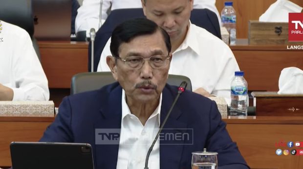 Luhut Binsar Pandjaitan dalam acara rapat dengan anggota DPR RI. (Tangkapan layar Youtube DPR RI)