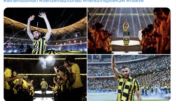 Terima kasih, Jeddah, dari dasar hatiku. Malam ini adalah momen spesial yang takkan pernah kulupakan, tulis Benzema terharu melihat sambutan meriah padanya di All Ittihad. Foto: Twitter