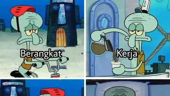 Meme Squidward yang siapa saja pasti pernah merasakannya. Foto: Instagram/statuslucu_official