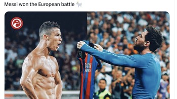 Jika dibandingkan, Messi lebih unggul dari Ronaldo soal total gol yang dicetak di kompetisi Eropa sepanjang karir mereka. Foto: Twitter