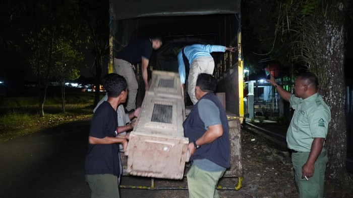 Proses pengiriman buaya ke Taman Safari
