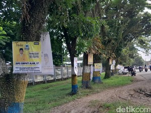 Spanduk Bacaleg Bertebaran di Pohon, Satpol PP Copot Jika Melanggar