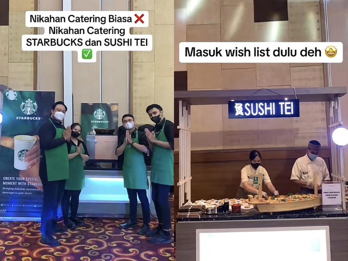 Viral acara pernikahan ada stand Starbuck dan Sushi Tei mendadak jadi sorotan warganet.