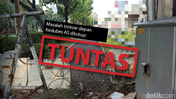 Masalah trotoar depan Kedubes AS tuntas. (detikcom)