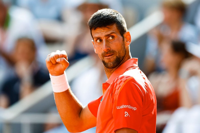 PARIS, FRANCE - JUNE 9: Novak Djokovic of Serbia celebrates after winning Carlos Alcaraz of Spain during the Mens Semi Final match on Day Thirteen of the 2023 French Open at Roland Garros on June 9, 2023 in Paris, France. (Photo by Antonio Borga/Eurasia Sport Images/Getty Images)