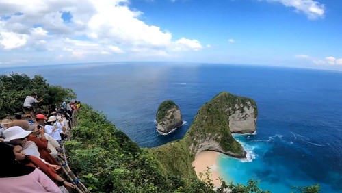 Objek wisata pantai kelingking di Desa Bunga Mekar, Nusa Penida beberapa waktu lalu. (Putu Krista/detikBali)