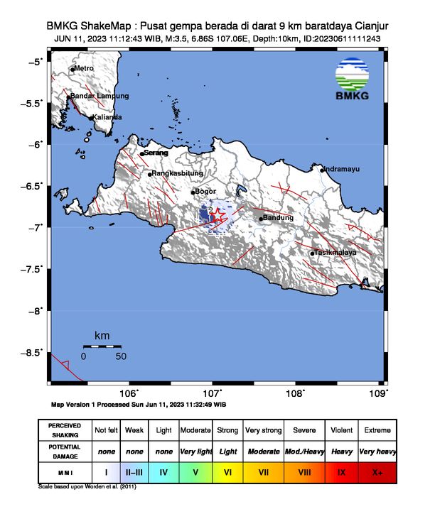 Analisis BMKG: Gempa bumi di Cianjur pada 11 Juni 2023