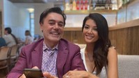Ini potret mesra Farah Quinn bersama sang suami saat makan bersama. Sang suami mengenakan setelan kemeja dan jas berwarna mauve. (Foto: Dok. Instagram Farah Quinn)