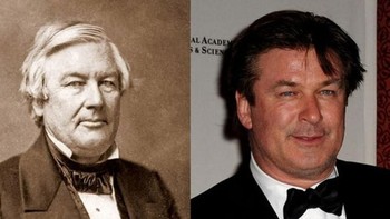 Alec Baldwin bak pinang dibelah dua dengan mantan presiden AS Millard Fillmore. (istimewa/playbuzz)  