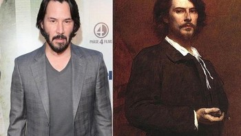 Aktor tampan Keanu Reeves dianggap mirip dengan Louis-Maurice Boutet de Monvel seorang seniman asal Prancis.(istimewa/playbuzz)  