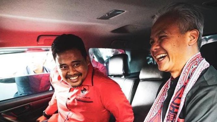 Ganjar Pranowo semobil dengan Walkot Medan Bobby Nasution. (Foto: Istimewa)