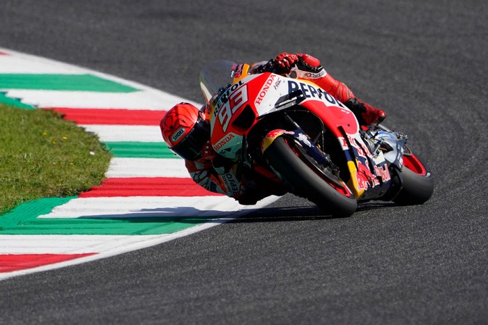SCARPERIA, ITALY - JUNE 11: Marc Marquez of Spain and Repsol Honda Team during warmup prior the Race of MotoGP of Italy at Mugello Circuit on June 10, 2023 in Scarperia, Italy. (Photo by Danilo Di Giovanni/Getty Images)