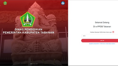 Laman PPDB online atau e-PPDB 2023/2024 Tabanan.