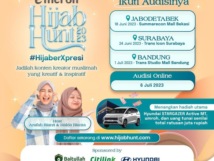 Ajang pencarian bakat Emeron Hijab Hunt 2023 kembali digelar.