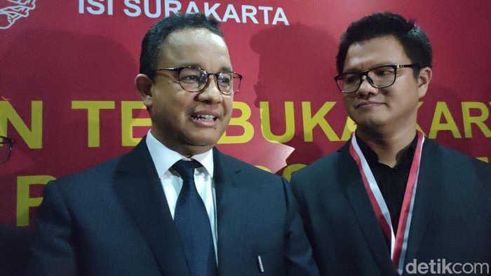 Anies Baswedan saat ditemui di Kampus ISI Solo, Senin (12/6/2023).