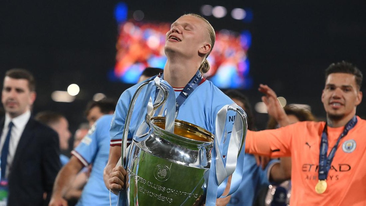 Erling Haaland top skor Liga Champions dan Liga Inggris. (Foto: AFP via Getty Images/FRANCK FIFE)