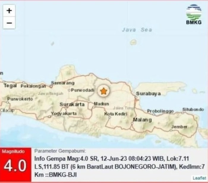 gempa bojonegoro M 4