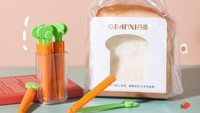 Selain untuk merapatkan makanan, bentuk penjepit yang gemas ini bikin orang penasaran. Bentuk persis wortel asli! Foto: TikTok Shop