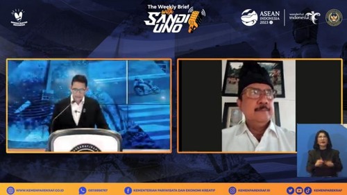 Tampilan gambar dari The Weekly Briefing with Sandi Uno yang digelar secara daring, Senin (12/6/2023)