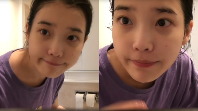 Kekasih Lee Jong Suk ini punya kulit wajah yang mulus dan bersih. Seperti ini penampilan IU setelah cuci muka. Foto: Instagram