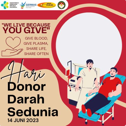 Hari Donor Darah Sedunia 14 Juni bertujuan untuk meningkatkan kesadaran masyarakat tentang manfaat donor darah. Yuk, cek twibbon Hari Donor Darah Sedunia 2023!