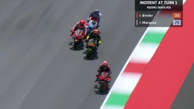 Alex Marquez hampir tabrak tiga pebalap sekaligus.