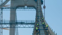 Penampakan Jembatan Sungai Longtan Yangtze di Nanjing, Provinsi Jiangsu, China, Senin (12/6/2023).